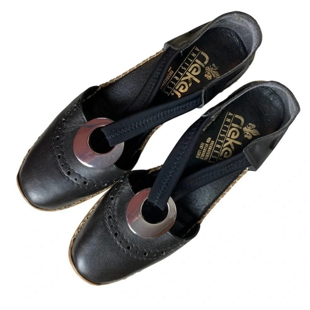 Rieker Black Flats with Silver Accents